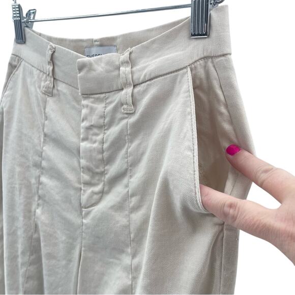 Evereve Marion Linen Blend Neutral Tone Wide Leg High Rise Trouser Pants Size 26 - Picture 5 of 14